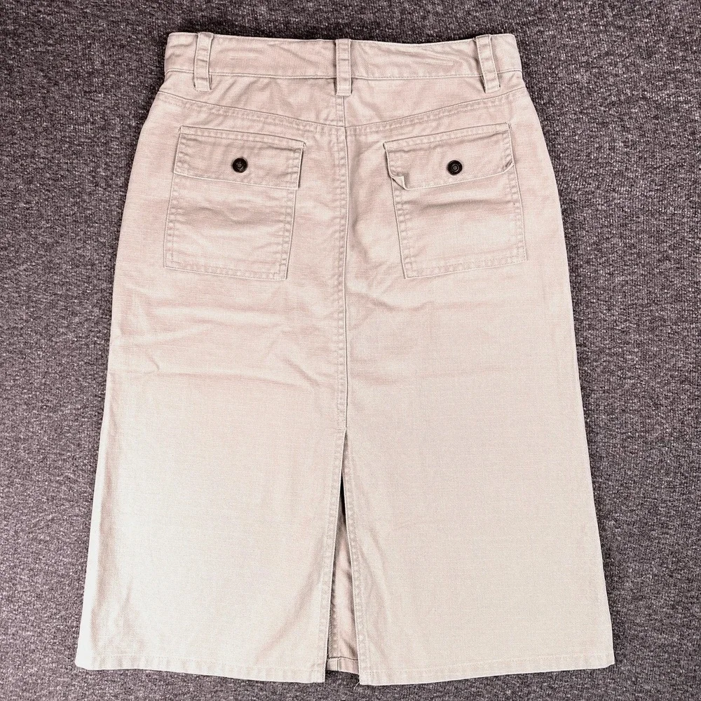 Vintage‎ Y2k GAP Skirts Womens 2 Beige A-Line Khakis Cargo Slitted Denim 28x25.5